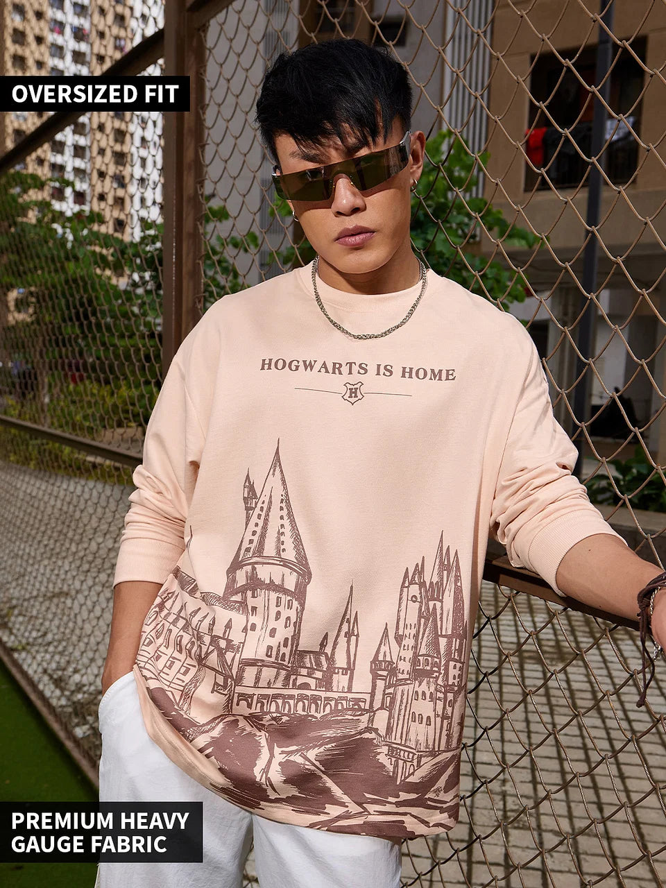 Harry Potter: Hogwarts Is Home Oversized Full Sleeve T-Shirts