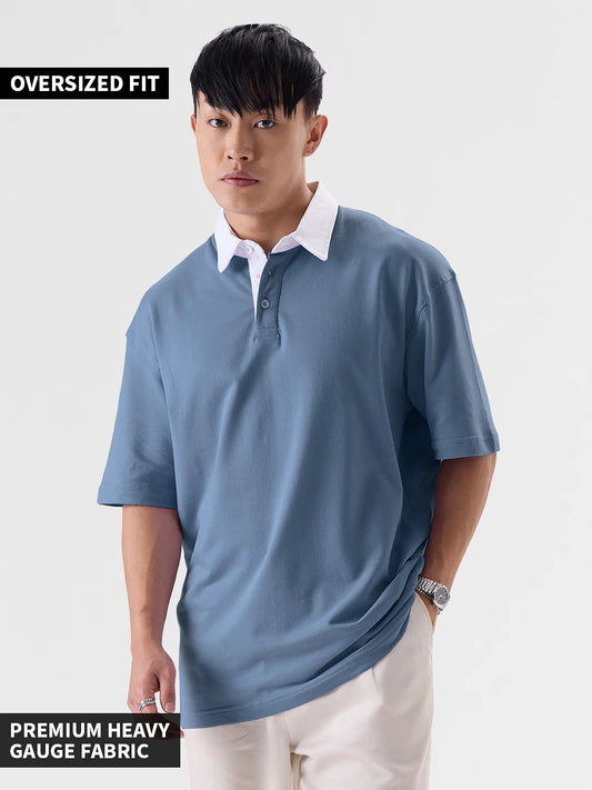 Denim Blue Oversized Polo