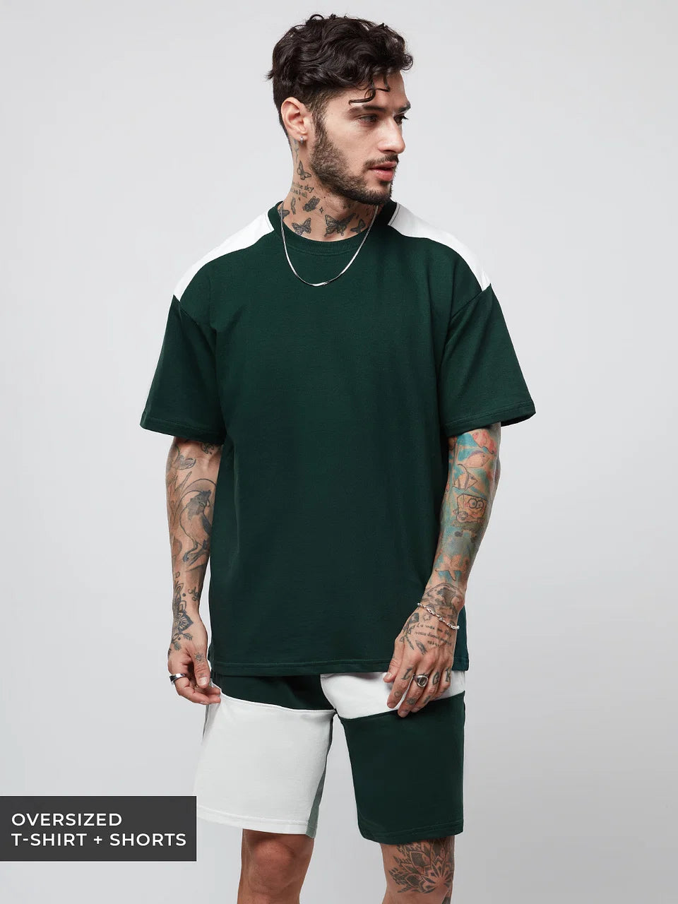 Emerald Green White Colorblock Set