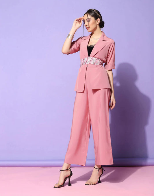 Pink Blazer Style Co-ord Set