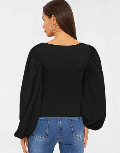 Black Square Neck Slim Fit crop Top