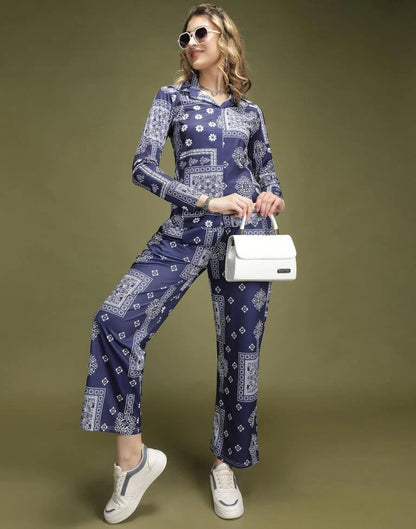 Stylish Blue Printed Co-Ord Set