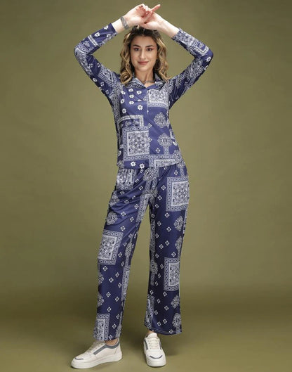 Stylish Blue Printed Co-Ord Set