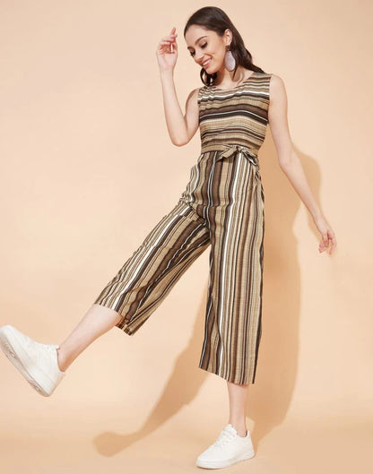 Brown Striped Jumpsuit