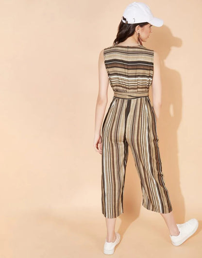 Brown Striped Jumpsuit