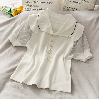 Ruffles Peter Pan Collar T-shirts