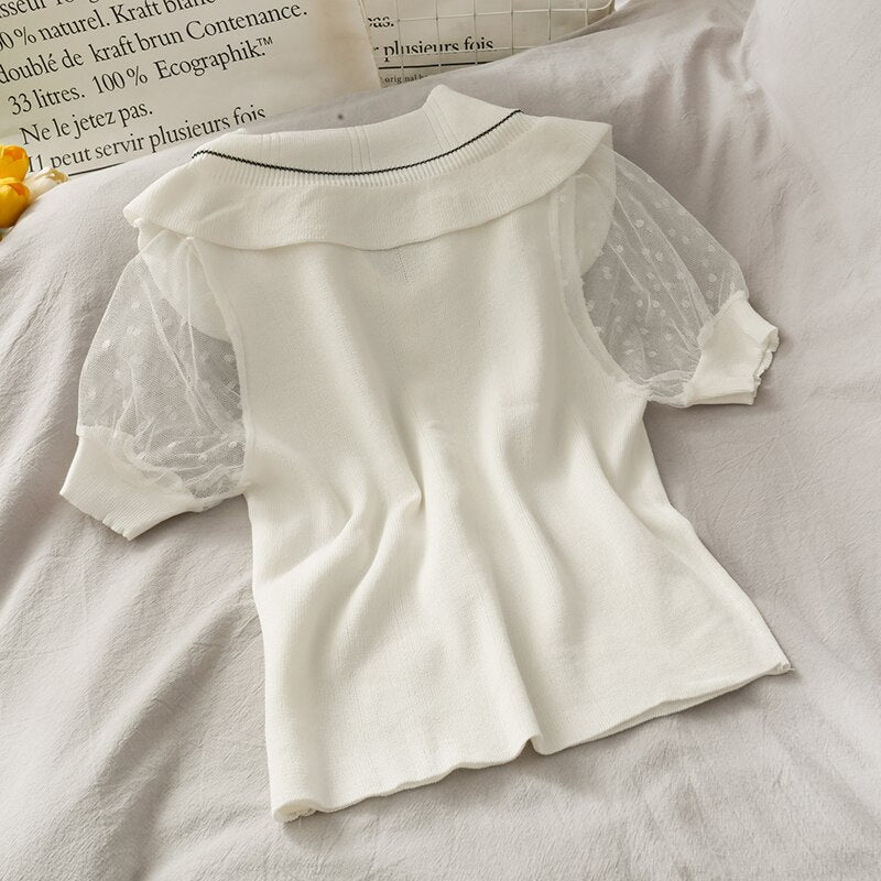 Ruffles Peter Pan Collar T-shirts