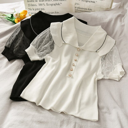 Ruffles Peter Pan Collar T-shirts