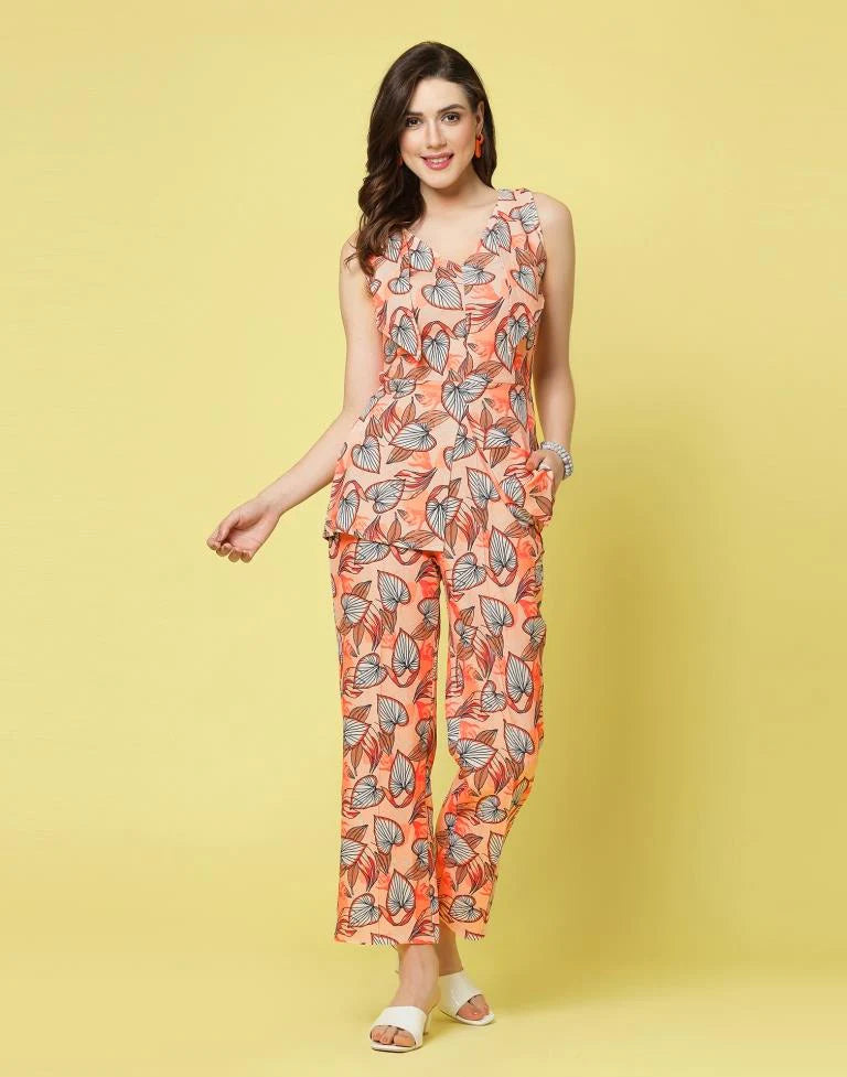 Light Peach Printed Co-Ord Set