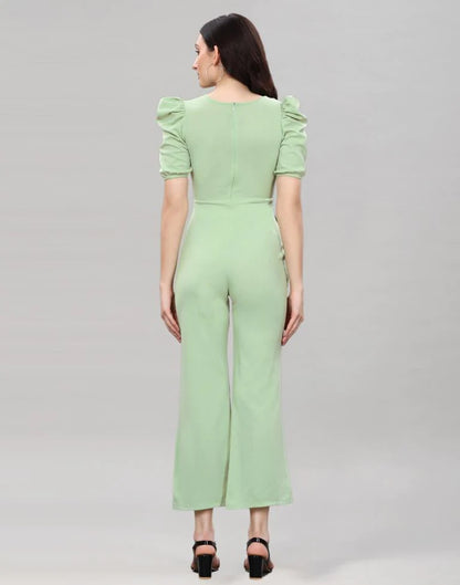 Pista Green Knitted Party Wear Jumpsuits