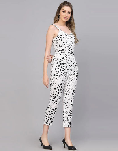 White & Black Polka Dot Jumpsuit