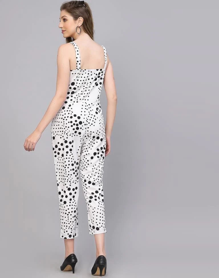 White & Black Polka Dot Jumpsuit