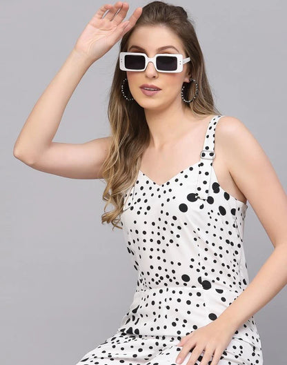 White & Black Polka Dot Jumpsuit