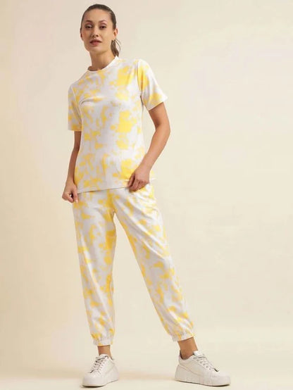 White & Yellow Printed Co-Ords Set