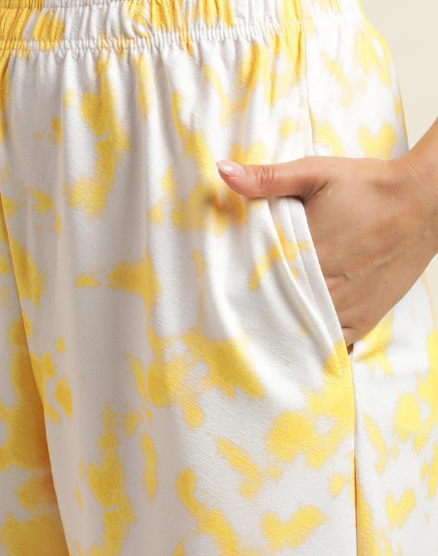 White & Yellow Printed Co-Ords Set