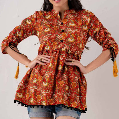 Women's Cotton Floral Printed Kurti